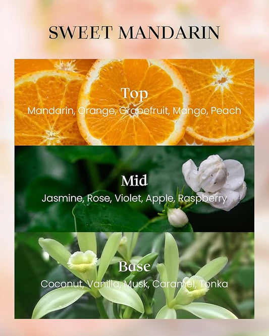 M&SENSE Citrus Scented Soy Candles,Vegan,No Toxin,8.1oz 42-Hour Slow Burning Time,Sweet Mandarin Heavy Scented Candle,Air Purifying Aromatherapy Office Home Fragrance