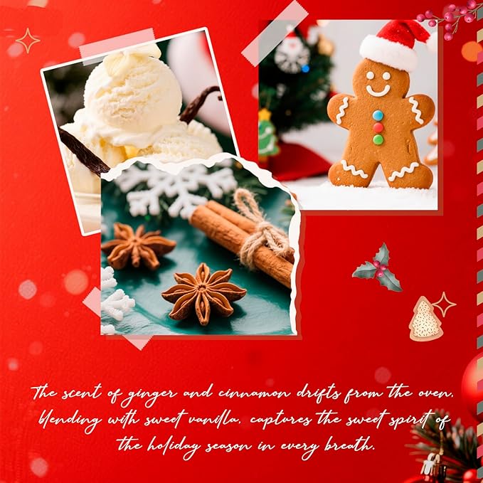 Reed Diffuser Set, Gingerbread Joy Christmas Oil Diffuser with Sticks, Home Fragrance Reed Diffuser for Bathroom Office Shelf Decor, Scented Room Fresheners, Holiday Ideal Gift 6.7 Fl.Oz