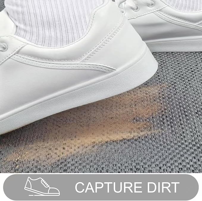 Ultra Thin Indoor Door Mat, Low-Profile Door Mats Indoor Entrance, Non-Slip Natural Rubber Backing Doormat, Washable Entryway Doormats, Fade Resistant Dirt Trapper for Kitchen, 35''x24'',Grey