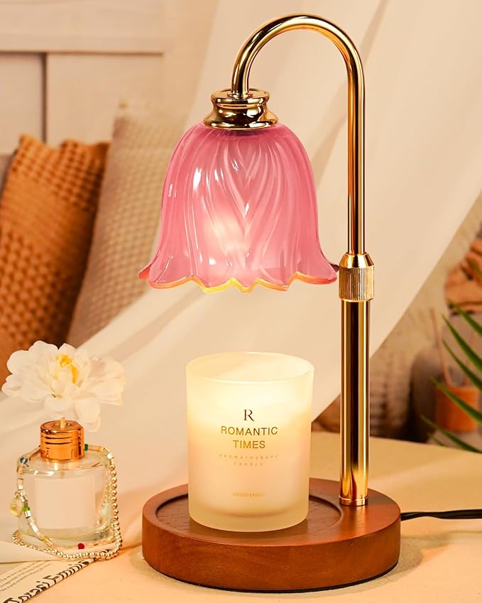 Candle Warmer Lamp, Gold Candle Lamp Warmer with Timer & Dimmer with 2 Bulbs, Birthday Gifts for Mom, Christmas Gifts for Women, New Home Bedroom Decor, Height Adjustable
