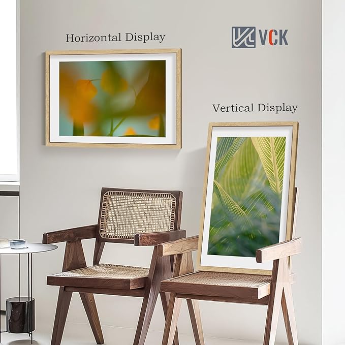 VCK 24x36 Poster Frame 2 Pack - Natural Oak, High-End Wood Picture Frames with Polished Plexiglass, Display 20x30 Photo with Mat or 24x36 without Mat, Art Gallery-Quality, Wall Hanging, Natural Oak