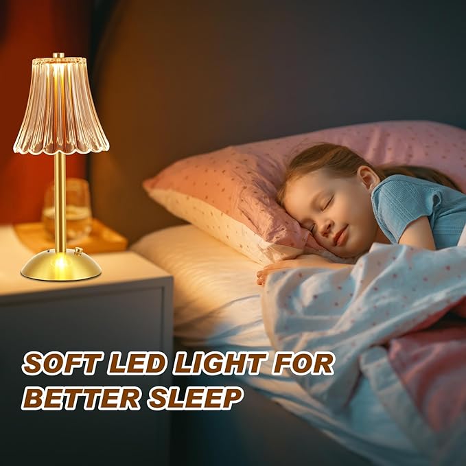 Liliful 20 Pcs LED Portable Cordless Table Lamp Touch Battery Operated Rechargeable Gold Desk Lamp 3 Color Dimmable for Bedroom Living Room Dining (Gold,Rose Style)