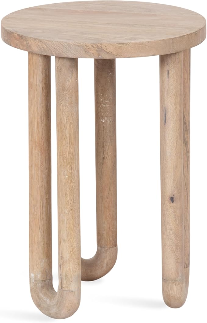 Kate and Laurel Kenzo Modern Wooden Round Side Table; 14 x 14 x 20; Light Natural; Transitional Wood End Table for Use as Bedroom Nightstand or Living Room Accent Table