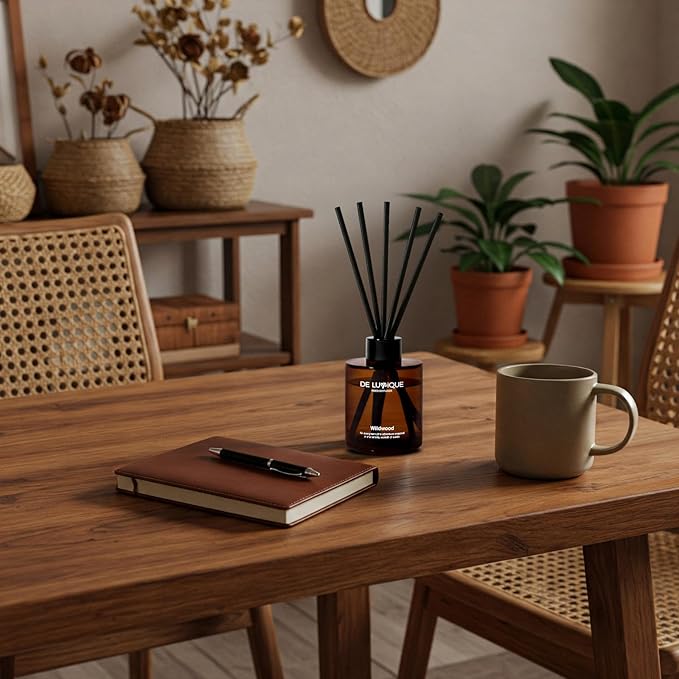 Wildwood Reed Diffuser – Home Fragrance Diffuser with Pine, Suede, Patchouli & Sandalwood – Long Lasting Diffusers for Home Scented Aroma Sticks – 150ml