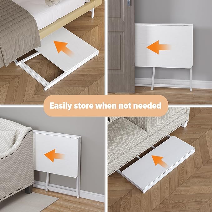 WOHOMO Folding Desk, 47.2" Foldable Computer Desk for Bedroom, Space Saving Computer Table Writing Workstation for Home Office, Easy Assembly, White