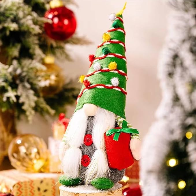 Christmas Gnomes Plush Decoration,Gnome Plush Christmas Decoration Handmade Swedish Dwarf Scandinavian Tomte Elf Gnomes for Home Office Table Decor,Green