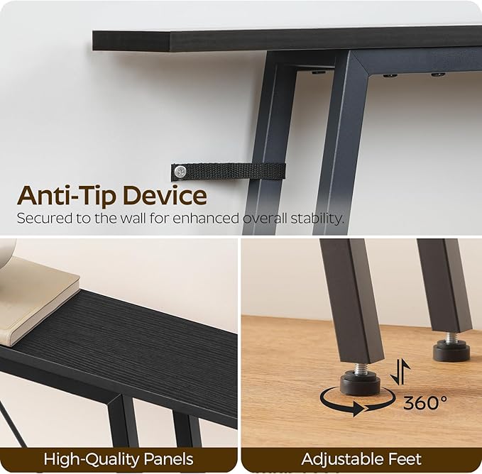 70.9" Couch Table Behind Sofa, Narrow Console Table with Outlet, Skinny Sofa Tables Narrow Long, Long Entryway Tables for Hallway, Entryway, Living Room, Black CT185UBB