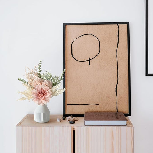 Mkono Small Artificial Flowers in Ceramic Vase 13.5" Centerpieces Coffee Table Decor, Silk Flower Arrangements for Home Decor Indoor Fake Flower Bouquet for Bathroom Dining Room Kitchen Wedding Pink