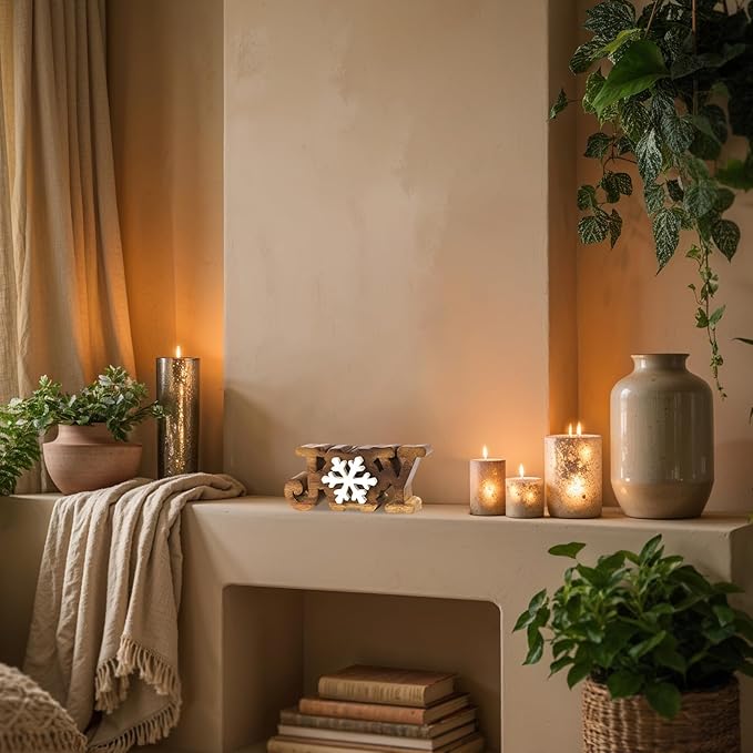 Decozen Living Room Decor: Handcrafted Joy Sign Letters Centerpiece - Bedroom, Indoor Coffee Table, House, Dining Room, Farmhouse & Kitchen Decor, Housewarming Gifts and Accessories - Solid Wood