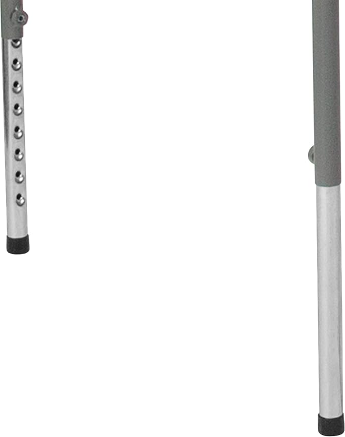 EMMA + OLIVER 2.79-Foot Square Height Adjustable Granite White Plastic Folding Table