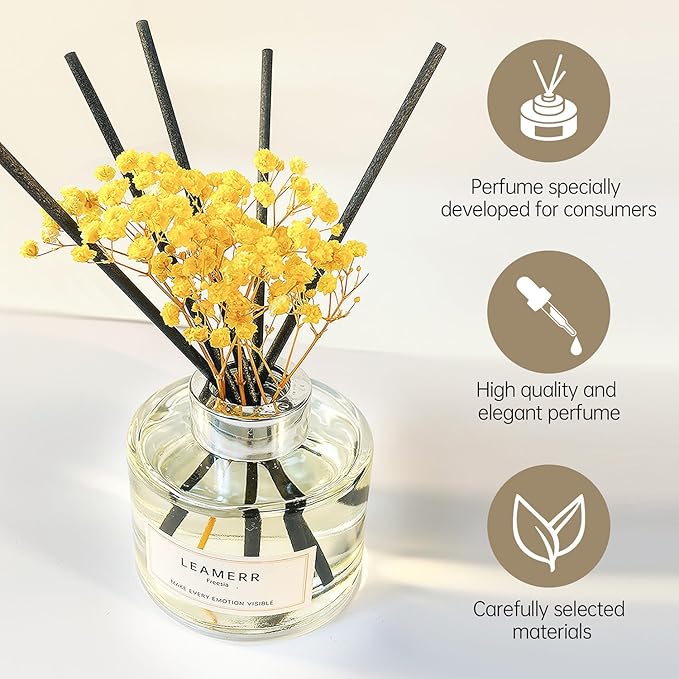 Reed Diffuser Sets Home Fragrance Essential Oil Diffuser Blue Bellflower Scent- 7 oz (210 ml) Fragrance Oil Diffuser for Bedroom Bathroom Home Décor Includes Reed Diffuser Sticks Scented Oils