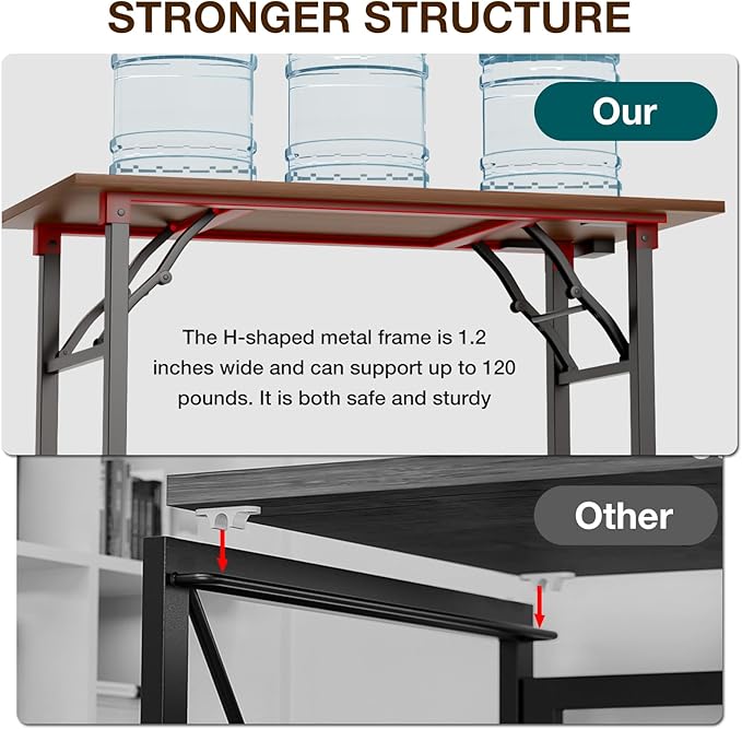 TEMI Small Computer Desk Folding Table - No Assembly, Compact 43.3" Foldable Desk with Power Outlets & USB Charging Port, Portable Small Office Desk, Ideal Mini Study Table for Narrow Spaces, Walunt