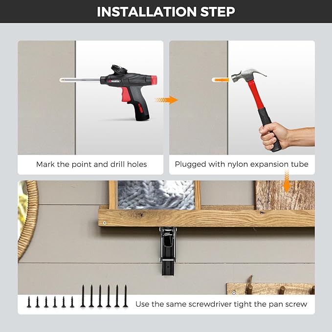 JOY DECOR 22 Inch Heavy Duty Folding Shelf Brackets, 4 Pack (2 Pairs) Collapsible Wall Mounted Brackets for Fold Down Table, Stainless Steel Folding Table Hinge, Matte Black
