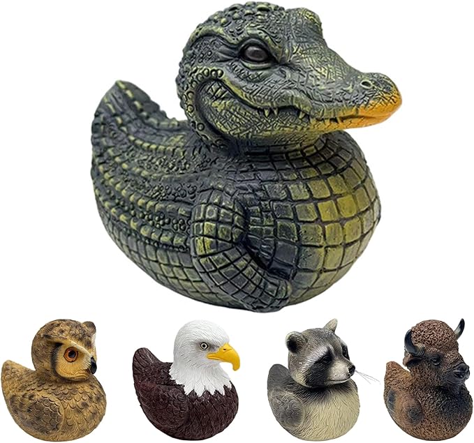 Whimsical Resin Shelf Sitter - 3 Inch Mini Decorative Sculpture for Office Desk Kitchen Living Room School - Creative Tabletop Ornament Gift with Exquisite Detailing (Crocodile)