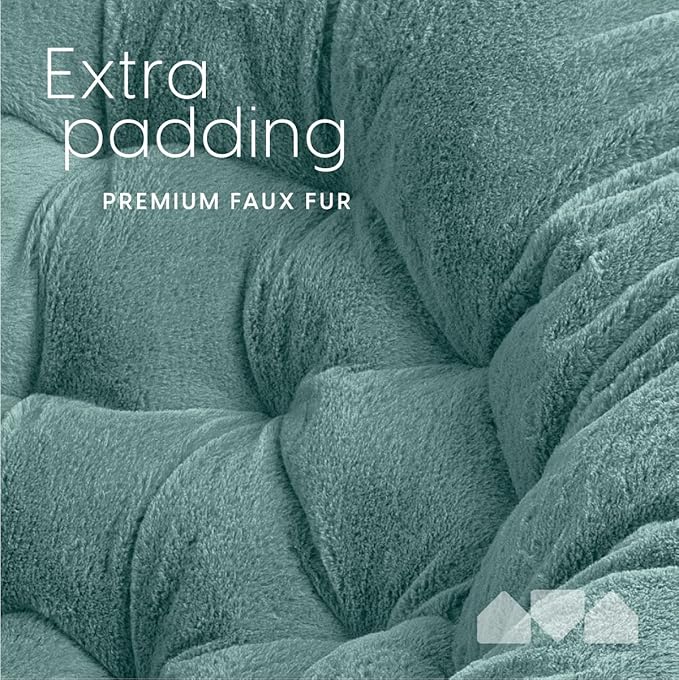 Milliard Saucer Chair For Adults, Teens & Kids, Blue, Faux Fur XL Circle Chair for Bedroom, Dorm & Gaming, Foldable Comfy Accent Seat for Small Spaces, Folding Moon / Mushroom / Round Oversized Style