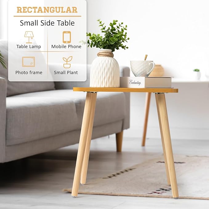 FORAOFUR Side Table, Modern End Table, Wooden Small for Living Room, Bedroom and Balcony, Rectangular Accent Table Home Decor, Easy Assembly
