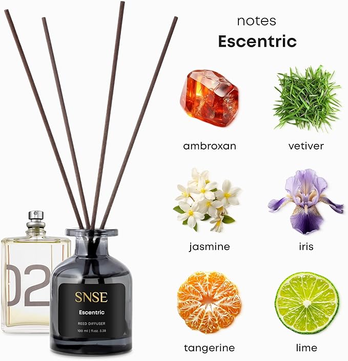 SNSE Escentric Reed Diffuser Set - Premium Reed Diffusers for Home with Diffuser Reeds, Luxurious Gift Aroma, Sophisticated Scent, Ideal for Relaxation, Elegant Home Fragrance