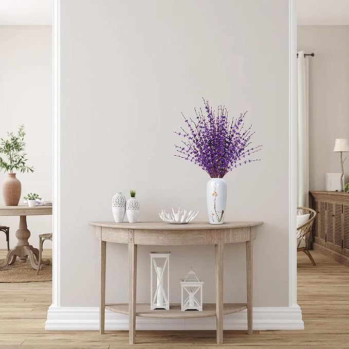 Sggvecsy 10 Pcs 29.5’’ Long Artificial Jasmine Flowers Tall Fake Flower Bouquet Faux Jasmine Plants Dry Branches for Wedding Home Party Office Hotel Restaurant Kitchen Decoration（Dark Purple）