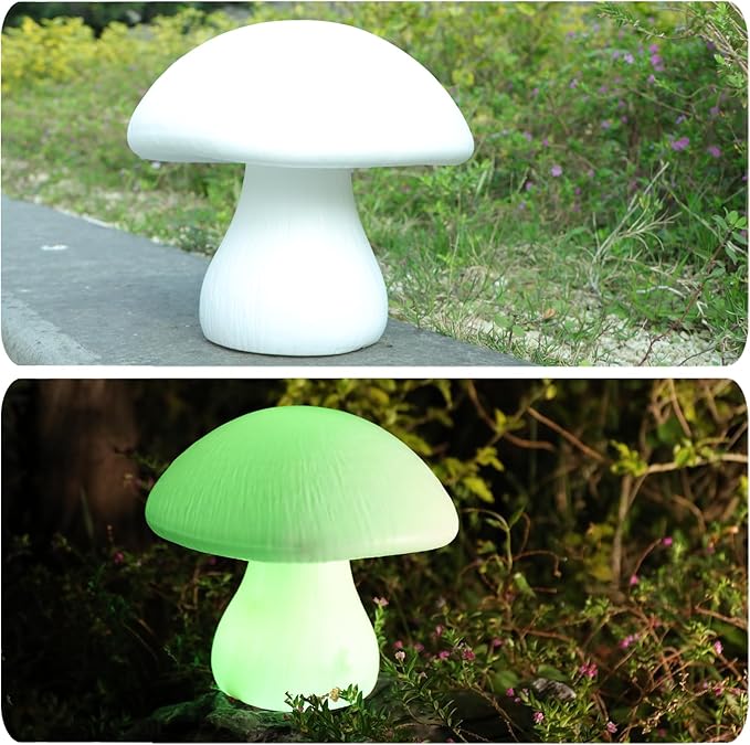 Outdoor RGB Mushroom Table Lamp Battery Waterproof Remote Control Table Lamp for Bedroom, Shower Small Bedside Lamps for Night Stands Bedside Lights Gift for Teen Girls Bedroom Indoor Living Room