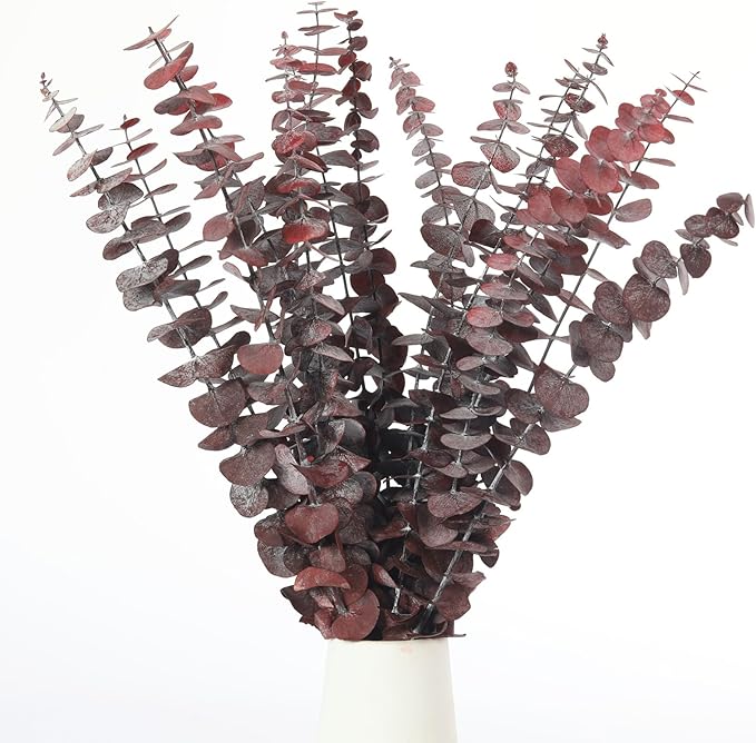 16 Pcs Dried Eucalyptus Stems, 17'' Natural Fresh Eucalyptus Leaves Branches Hanging for Shower, Preserved Real Red Plant Live Greenery for Home SPA Wall Bathroom Wedding Party Vase Decor