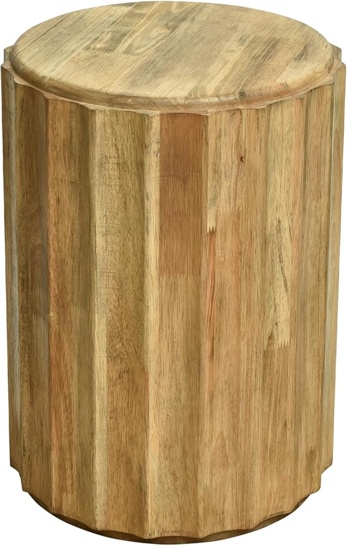 Round Side Table, Rustic Console Table, Gold Geometric End Tables Ideal for Couch Sofa Living Room or Bedroom Stand (Artistic Wave Design)