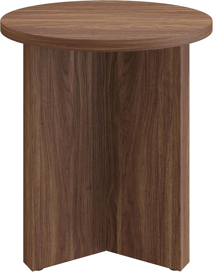 Henn&Hart 20" Wide Round Side Table in Satin Walnut, for Home, Living Room, Bedroom, Entertainment or Office