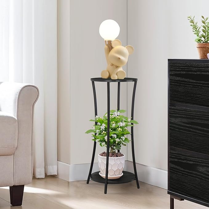 YINMIT Plant Stand Indoor,Round Potted Holder Rack,Flower Pot Stand Shelf,Round Supports Rack,Corner Plant Shelf for Balcony Garden Patio Living Room,Black