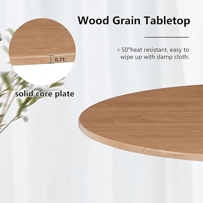 Round Dining Table, Circle Dining Table for 1-2 23.6 in, Modern Farmhouse Dinner Table Breakfast Tulip Table, for Kitchen/Small Space/Little Nook - Natural