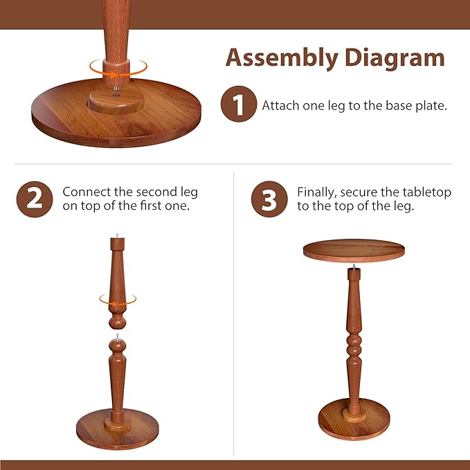 Small Wood Round Side Table - Modern Accent Nightstand Pedestal Table for Living Room, Bedroom - Compact Drink Table for Small Spaces, Corners, Office