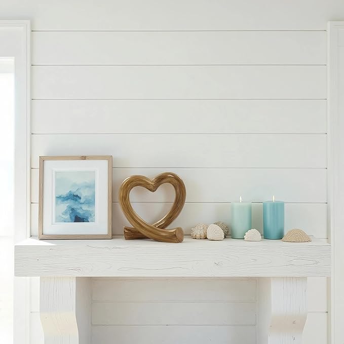 Imitation Wood Grain Heart Sculpture – Rustic Love Figurine for Farmhouse Decor, Nature-Inspired Romantic Gift, Anniversary or Engagement Present