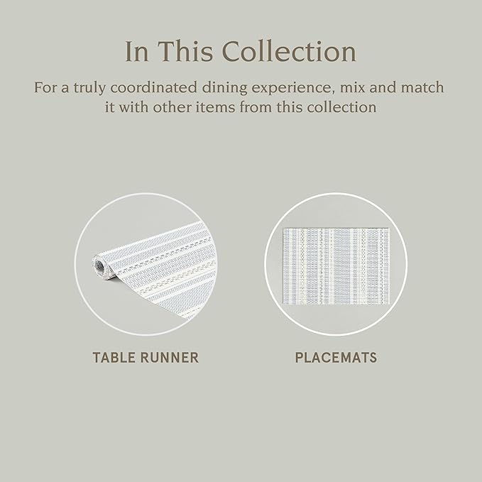 Over&Back Set of 4 Reversible Woven Placemats - Colorful Dining Room Table Mat - UVA/UVB-Proof Polypropylene - Indoor and Outdoor Kitchen and Home Decor - Striped - Blue - Rectangle