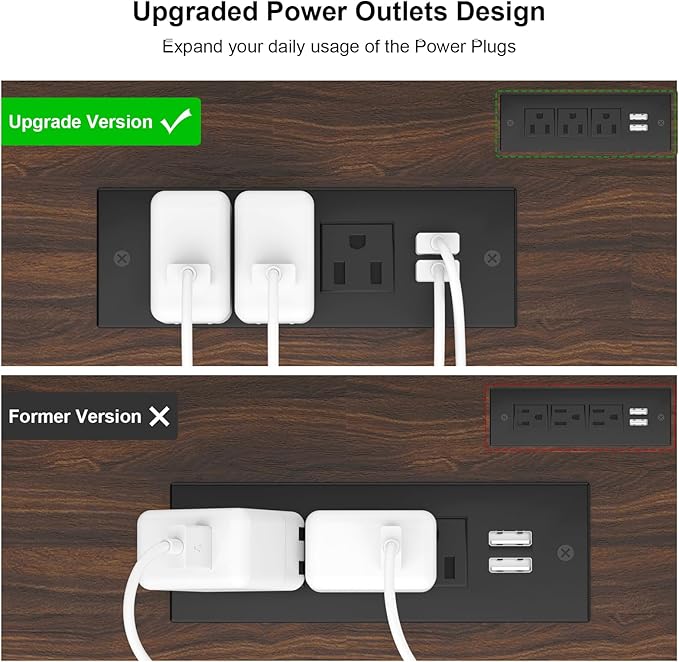 Ecoprsio 47'' Entryway Table with Outlets and USB Ports, Console Table with 3 Drawers, Sofa Table Narrow Long with Storage Shelves for Living Room, Couch, Hallway, Foyer, Black Walnut Finish