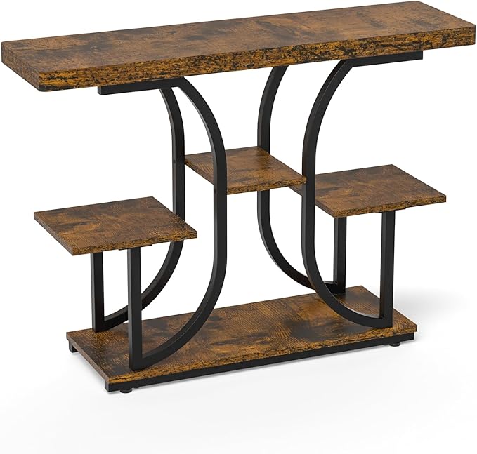 XCSOURCE Console Table, 42.5" Entryway Table with Storage Shelf, 5-Tier Sofa Table Behind Couch, Hallway Accent Tables for Living Room, Entrance, Foyer, Rustic Brown