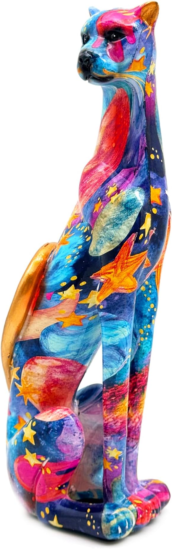 Colorful Leopard Statue Art Figurine Sculpture Collectible Gifts for Leopard Lover Office Home Decor Desk Accessories Decoration Garden Figurines Outdoor Decor (Color F)