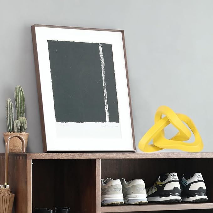 Infinity Knot Sculpture Yellow Knot Decor Object, Abstract Knick Knacks Coffee Table Modern Statue, Yellow Sculpture for Home Living Room Table Ornaments and TV Stand Bookshelf Decorative