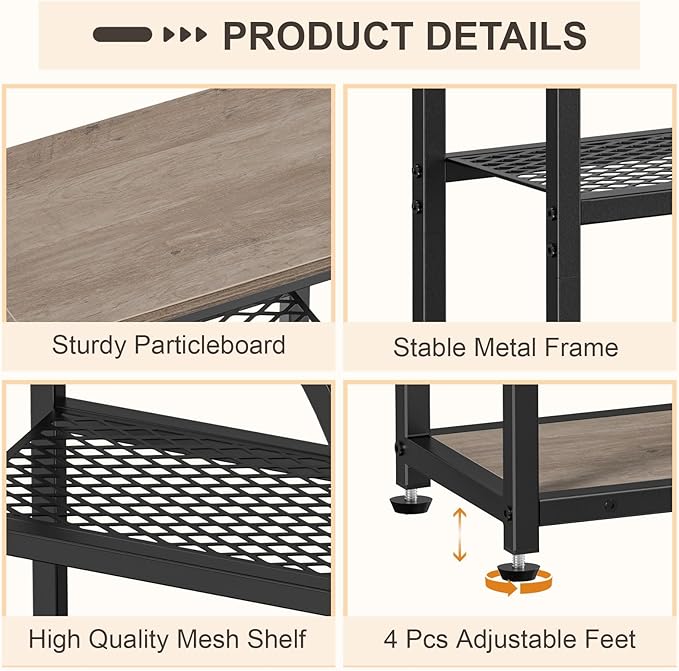 Snughome Entryway Table, Narrow Console Table, Industrial Sofa Table with 5 Tier Storage Shelves, Entrance Table for Hallway, Behind The Couch, Living Room, Foyer, Grey
