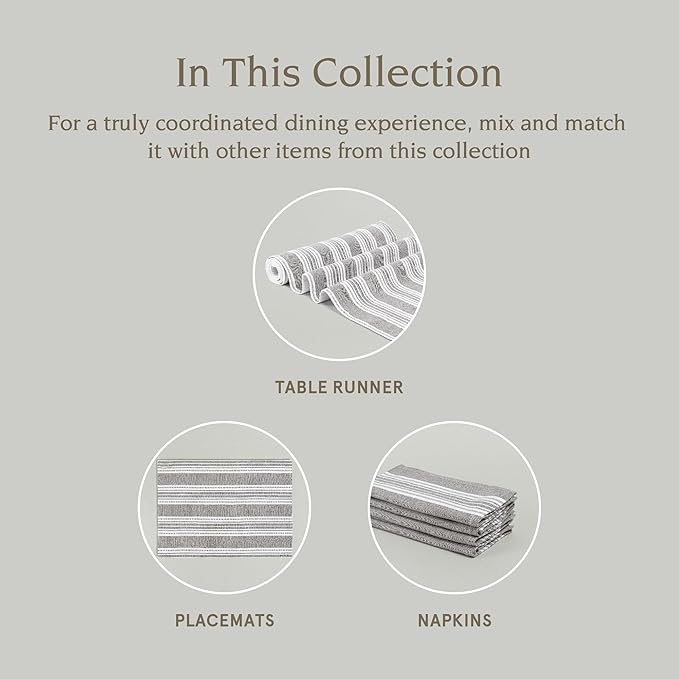 Over&Back Set of 4 Woven Placemats - Colorful Dining Table Mat - 100% Cotton - Machine Washable - Kitchen and Home Decor - Grey - 14" L X 20" W