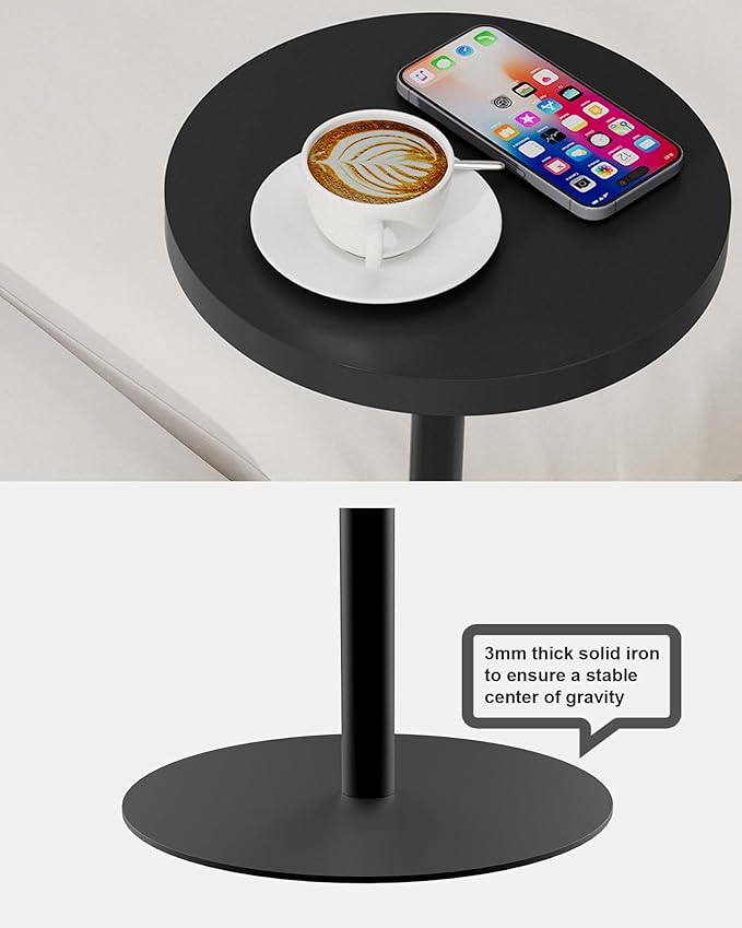 TUTOTAK Tall Round Side Table, Small End Table, Beside Table, Drink Table, Pedestal Side Table, livingroom, Black TB01BK065