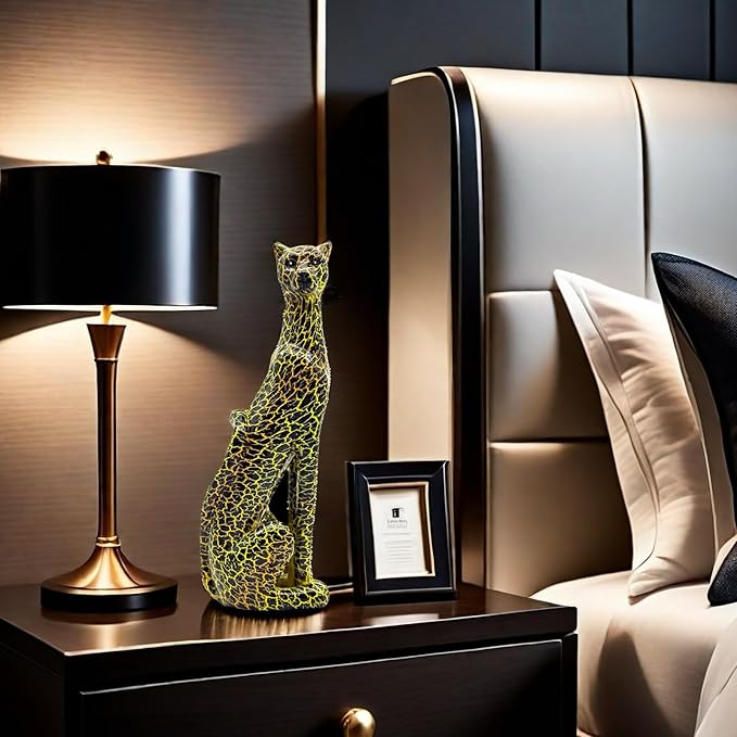 Colorful Leopard Statue Art Figurine Sculpture Collectible Gifts for Leopard Lover Office Home Decor Desk Accessories Decoration Garden Figurines Outdoor Decor (Color I)