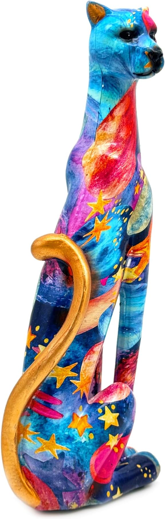 Colorful Leopard Statue Art Figurine Sculpture Collectible Gifts for Leopard Lover Office Home Decor Desk Accessories Decoration Garden Figurines Outdoor Decor (Color F)