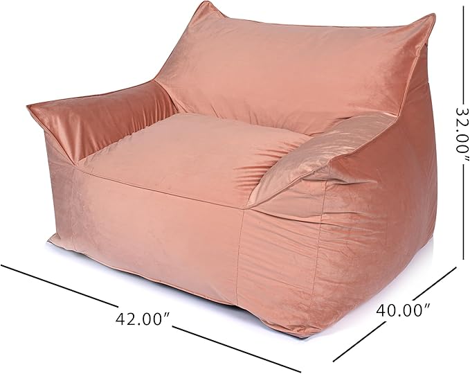 Foamma Bean Bag Chair for Kids & Adults, Pink - Single Person Bean Bag Chair with Armrests, High-Density Foam, Cozy and Plush Reading Seat, Ideal for Bedroom and Relaxation