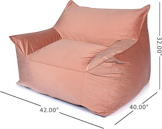 Foamma Bean Bag Chair for Kids & Adults, Pink - Single Person Bean Bag Chair with Armrests, High-Density Foam, Cozy and Plush Reading Seat, Ideal for Bedroom and Relaxation