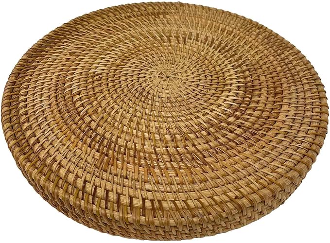 Hand Woven Rattan Serving Basket 11 inch - Round Platter for Fruit, Snacks, Appetizers, Bread, Breakfast, BBQs, Parties - Decorative Tray for Living Room, Kitchen, Dining Decor (Large)