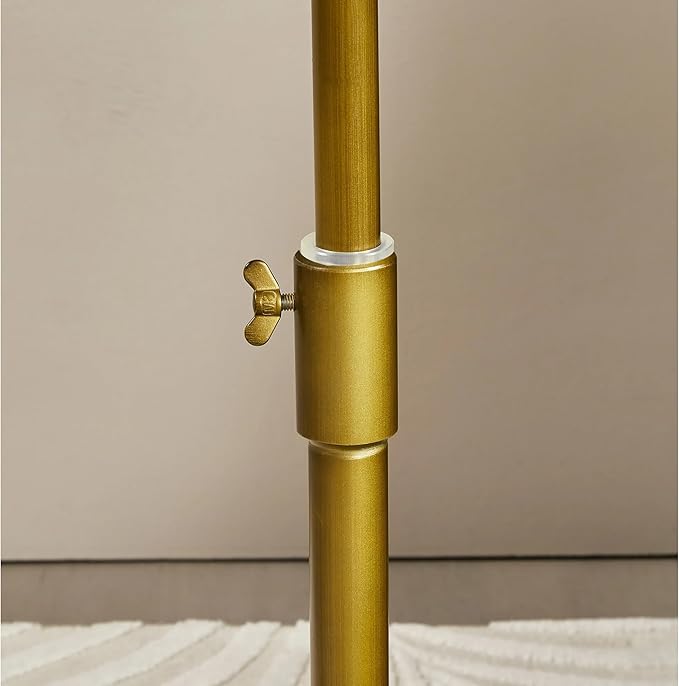 Adjustable-Height Drink Table, Marble Pedestal Side Table, Modern Round End Table, Cocktail Accent Table with Metal Brass Base, Small Side Table for Small Spaces (Black)