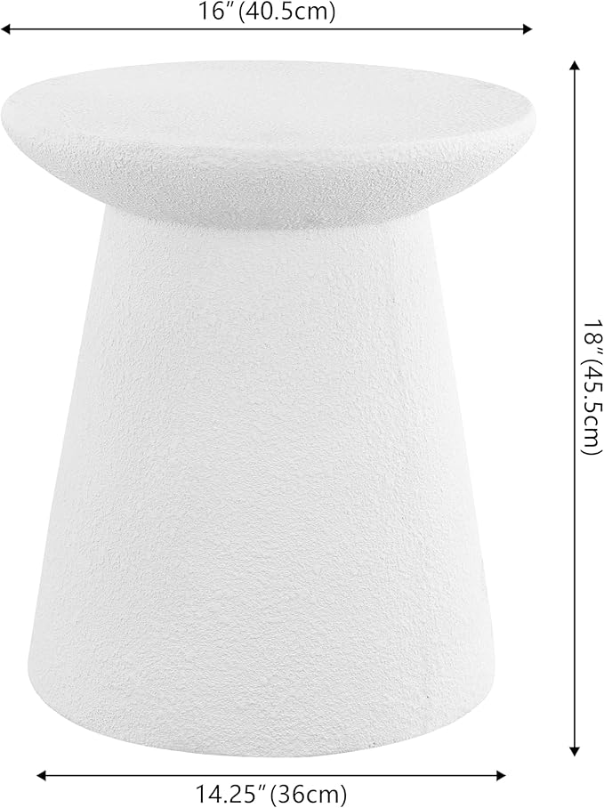 JONATHAN Y TBL1108A Hollie 18" Minimalist Modern Drum Indoor/Outdoor Accent Table Pedestal, Contemporary, Mid-Century, Art Deco, Bohemian, Patio, Garden Room, Bathroom, Living Room, White Frosted