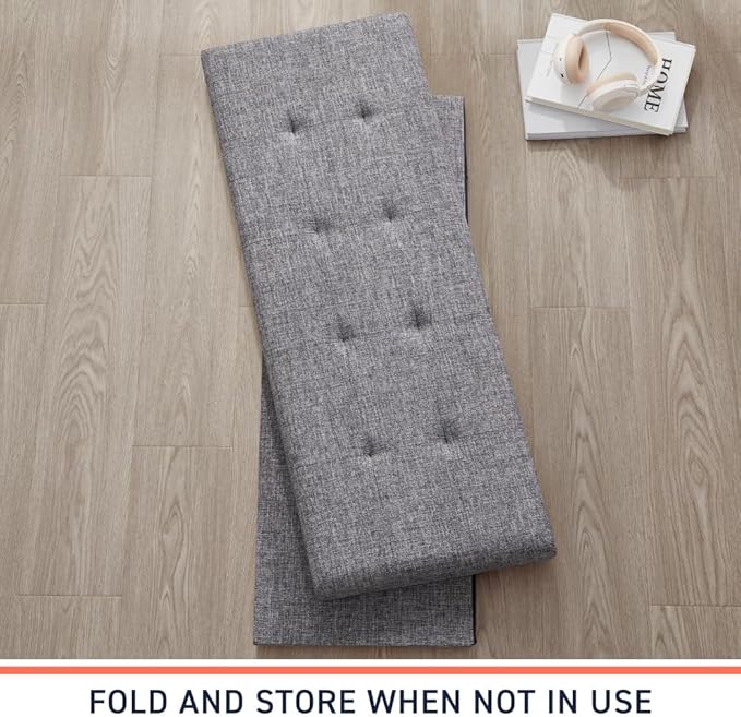 Ornavo Home 43 Inch Folding Storage Ottoman, Long Large Storage Ottoman Chest, Foot Rest Stool, Bedroom Bench - (Gray)