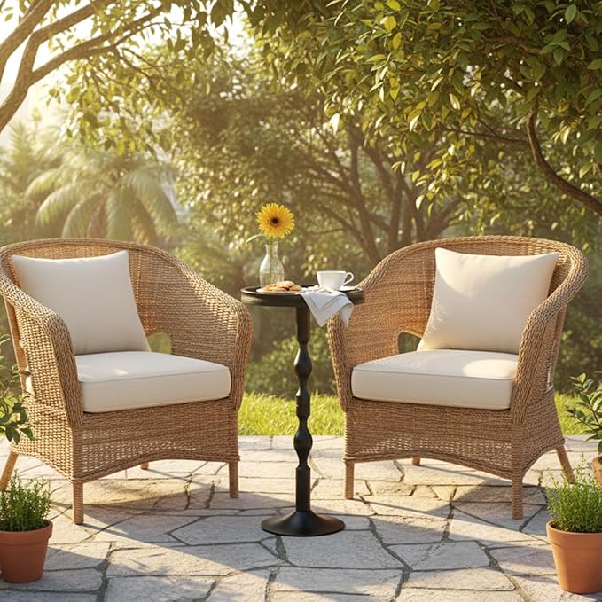 Small Round Drink Table,Pedestal Tables,Small Round Side Table for Narrow Spaces,End Table for Living Room, Bedroom, Bathroom,Balcony (Black)