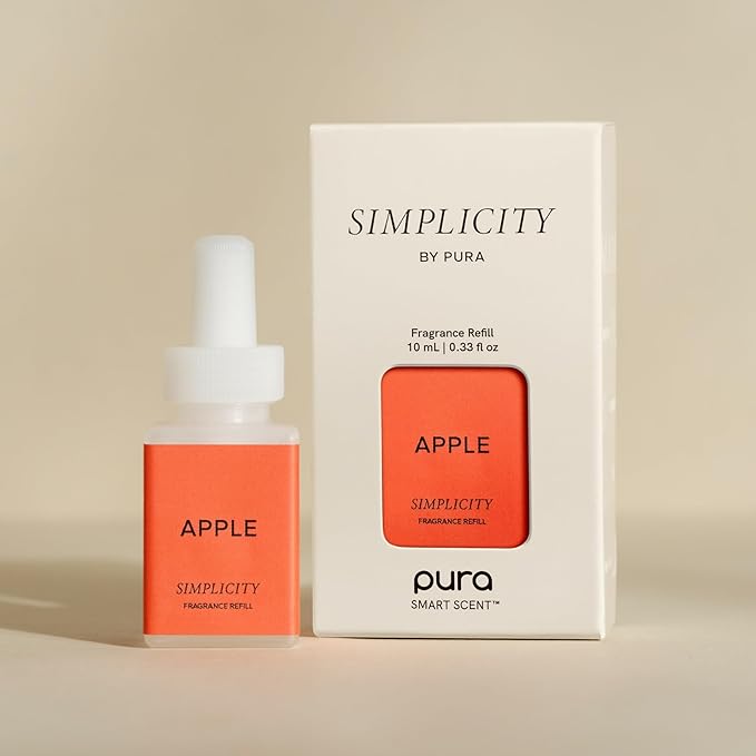 Pura & Simplicity Home Scent Refill - Smart Air Diffuser - Up to 120-Hours of Luxury Fragrance per Refill - Home Essential - Clean & Safe Diffuser Fragrance - 2 Pack, Apple