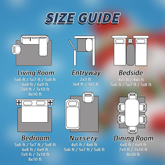 Snowman Rug Blue - 5x8 Rug, Christmas Snowflake Living Room Rugs, Snowman Bedroom Rugs, Kids Cartoon Xmas Carpet, Holiday Home Decor & Gifts