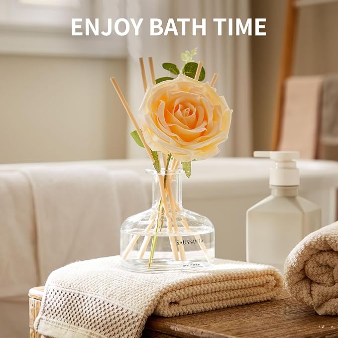 Reed Diffusers Set, 7.10 oz Vanilla Scented Diffuser with 7 Sticks, Long Lasting Home Fragrance for 120 Days, Perfect for Bathroom, Shelf Decor, Air Fresheners